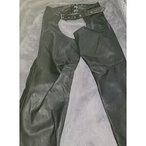 PRO FORCE Leather Chaps Black BIKER Belted Riding Pants Motorcycle Size XXXL 3X